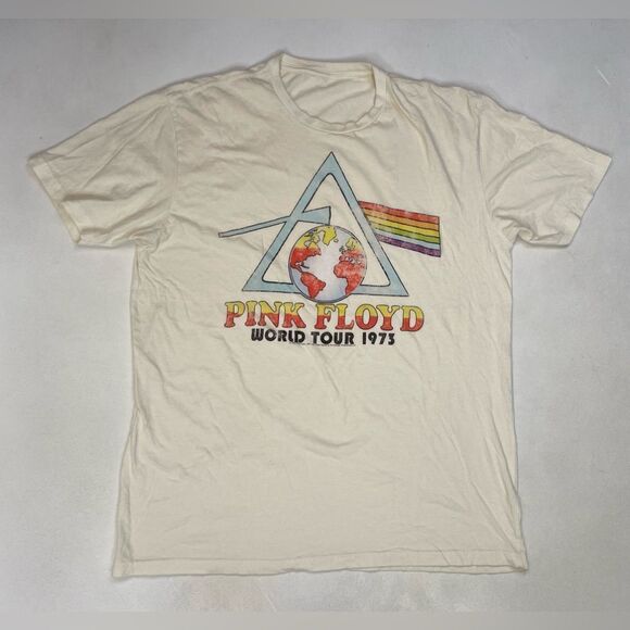 Pink Floyd World Tour 1975 Retro Graphic T-shirt Men Large Short Sleeve Music - Picture 1 of 6